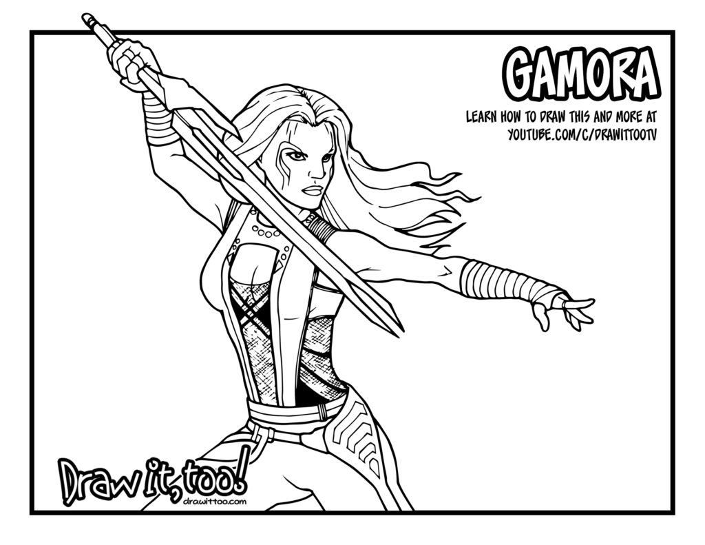 Gamora (Guardians of the Galaxy) Drawing Tutorial - Draw it, Too!