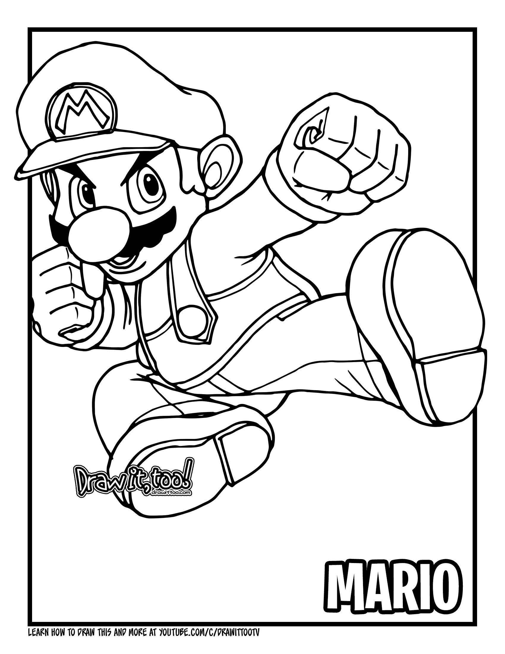 How to Draw MARIO (Super Mario Bros ) Drawing Tutorial Draw it Too