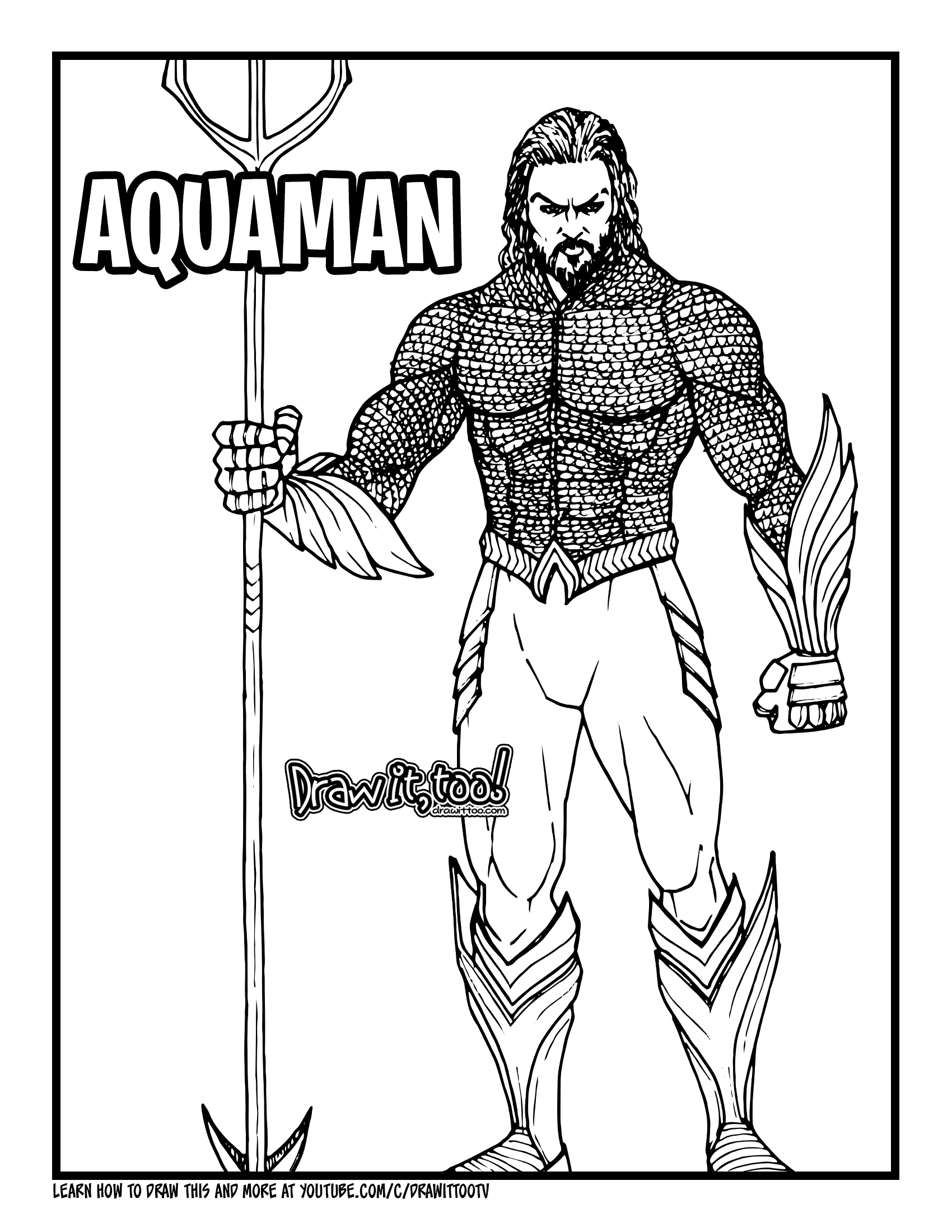 How to Draw AQUAMAN (2018 Movie) Drawing Tutorial | Draw it, Too!