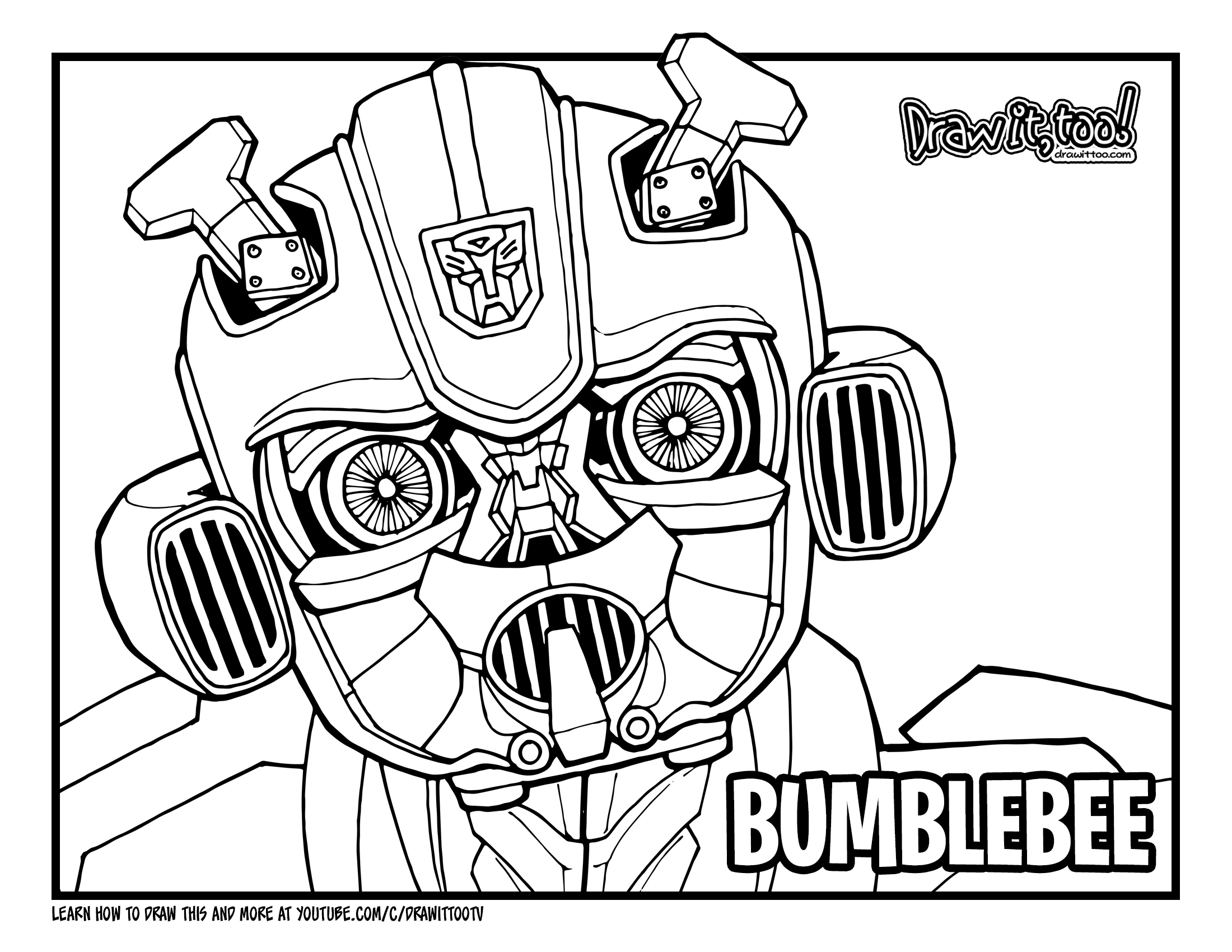 692 Simple Bumblebee Transformer Coloring Page for Kindergarten